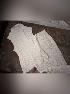 Zara Cream Textured Knit Two-Piece Set